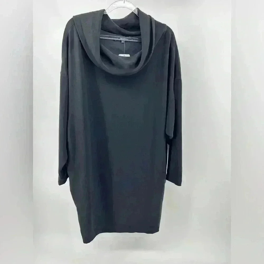 Gucci Authentic Solid Black Cowl Neck Dolman Sleeve Dress LBD Size 42 Pockets